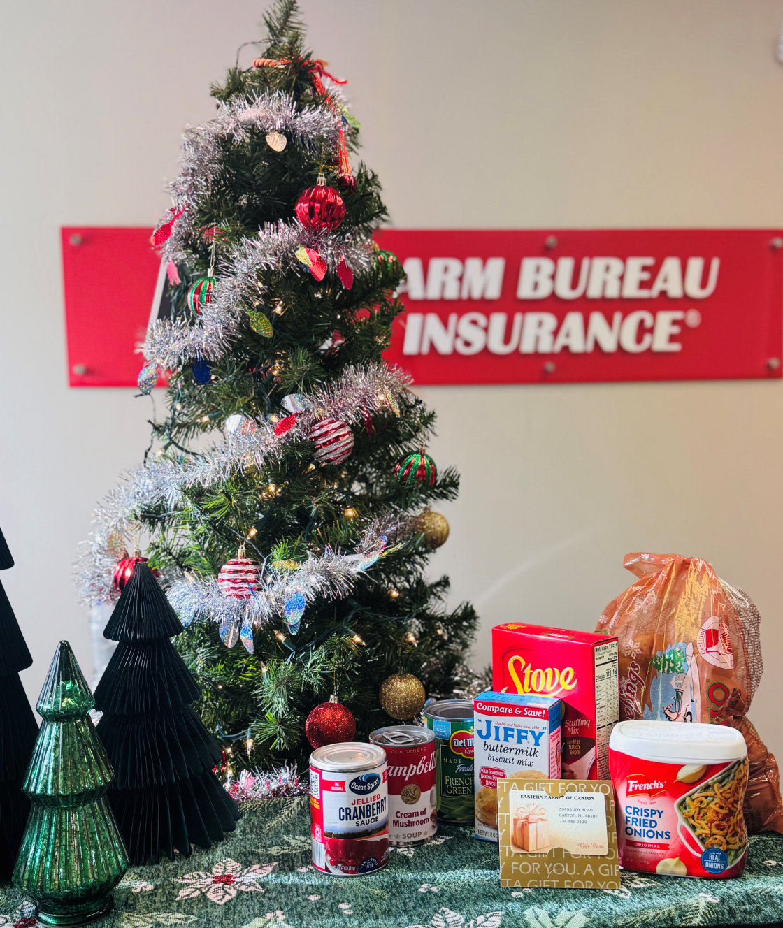christmas tree with food items